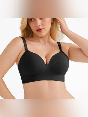Popilush Seamless Push-Up Wireless Full Coverage Bra Black S NWT